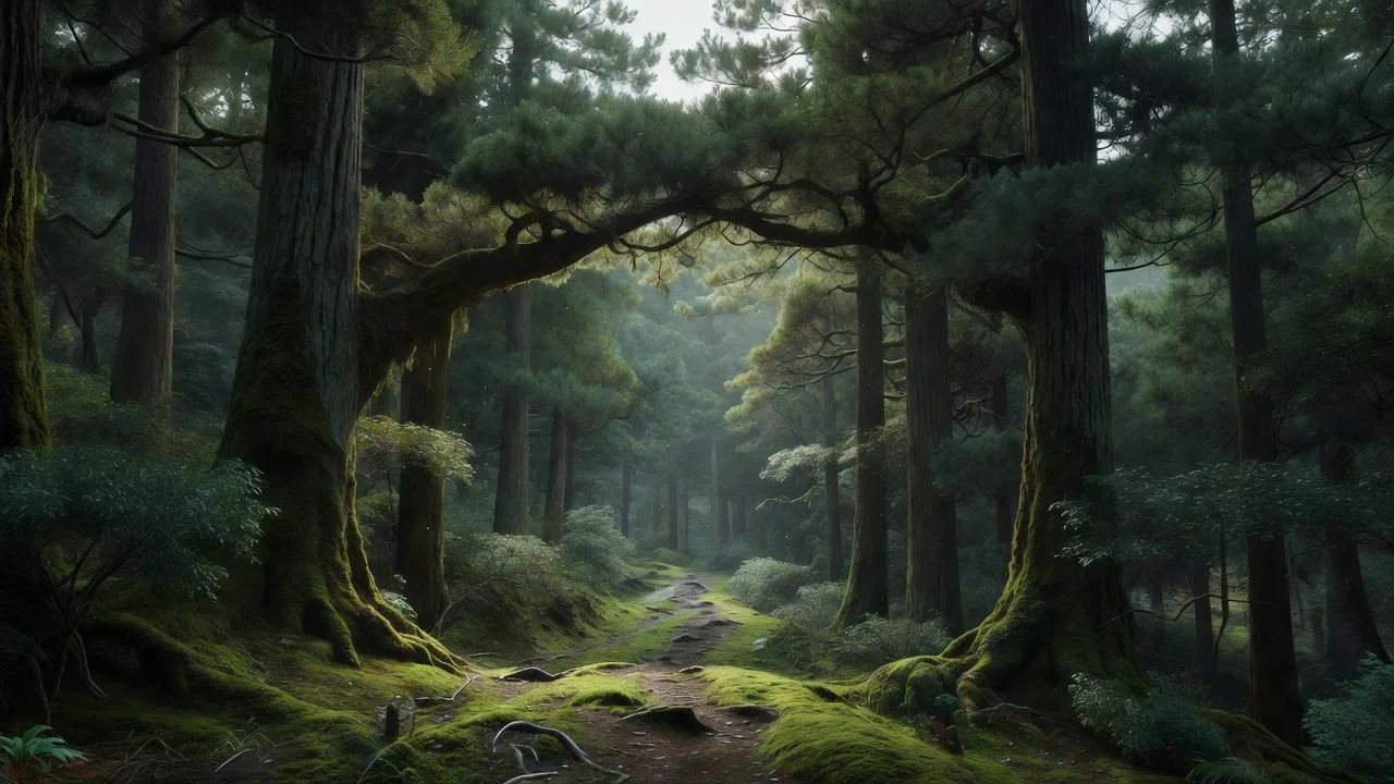 杉と松の苔道