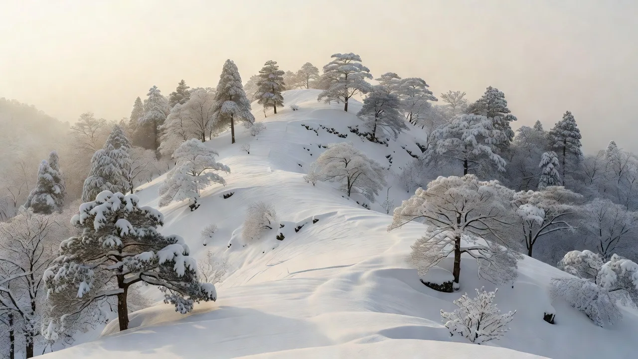 雪化粧した稜線